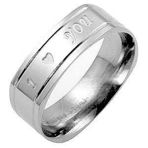 Men's Stainless Steel, Engraved Accent Ring